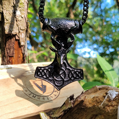 Massiver Thor's Hammer Anhänger Edelstahl Schwarz