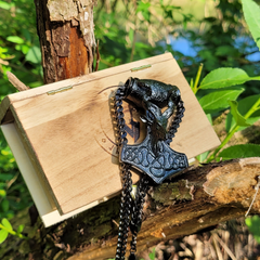Massiver Thor's Hammer Anhänger Edelstahl Schwarz