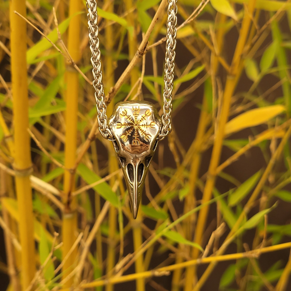 Ravenscull mit Vegvísir - Edelstahl 60 cm
